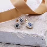 Ohrringe, 585 Gelbgold, Diamant und Saphir, 0,10 kt