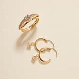 14 Karaat geelgouden ring met zirkonia
