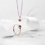 Halskette, 585 Gelbgold, Anhänger, Saphir, Diamant 0,08 kt
