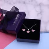 Zilveren ketting hart licht roze kristal