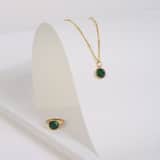 Ring aus 925 Silber, Gold, Edelstein Malachit