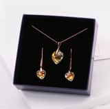 Zilveren roséplated ketting met hanger hart met kristal voor dames