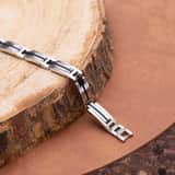 Gerecycled stainless steel armband schakel zwarte afwerking