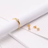 Zilveren oorknoppen goldplated zirkonia 3,5mm voor dames