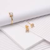 Zilveren goldplated oorknoppen met zirkonia voor dames