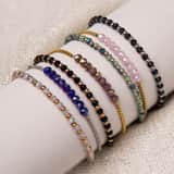 Gerecycled stainless steel armband met donkerblauwe kralen