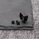 Gerecycled stainless steel zwarte oorknoppen vierkant met zirkonia 4mm voor heren