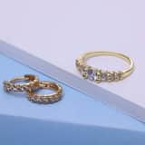 Zilveren goldplated kinderring met zirkonia