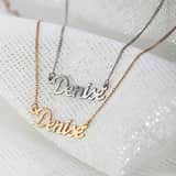 Elora gerecycled zilver gerecycled zilveren goldplatedplating naamketting voor dames