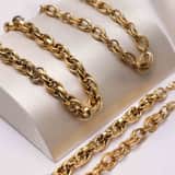 Stainless steel goldplated fantasiearmband voor dames