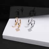 Zilveren goldplated oorringen ster met zirkonia voor dames