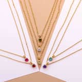 Stainless steel goldplated ketting met hanger geboortesteen voor dames