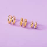 Silberne, goldbeschichtete Ohrringe mit Zirkonia, 15 mm, für Damen