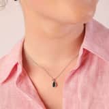 Zilveren ketting met blauwe kristal voor dames
