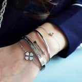 Gerecycled stainless steel armband klaver met kristal