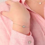 Armband, 925 Silber, mit Herz aus Kristall