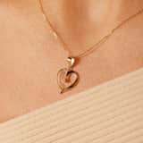 14 karaat gouden hanger hart met diamant 0,02ct