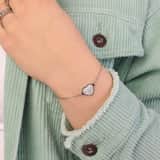 Gerecycled stainless steel armband hart met kristal