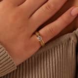 Stainless steel goldplated dames ring met zirkonia