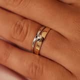14 Karaat bicolor gouden ring met zirkonia