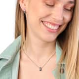 Set mit Halskette und Ohrringen aus Edelstahl mit schwarzem Zirkonia