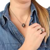 Gerecycled stainless steel ketting black diamond kristal
