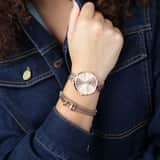 Stainless steel roséplated fantasiearmband met kristal voor dames