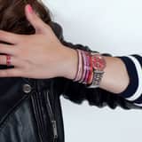 Gerecycled stainless steel kinderarmband roze kristal