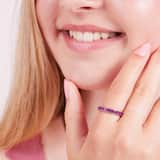 Gerecycled stainless steel kinderring fuchsia kristal