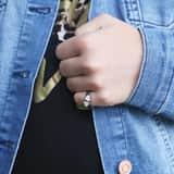 Gerecycleerd stainless steel kinderring 2in1 met wit/wit kristal