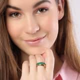 Stainless steel roséplated ring met kristal voor dames