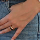 Stainless steel roséplated ring met kristal voor dames