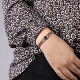 Gerecycled stainless steel armband met zwarte zirkonia