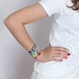 Stainless steel goldplated kinderplaatarmband met kristal