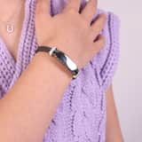 Edelstahl Spritzplatte grau Lederarmband mit Kristall