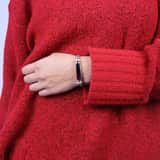 Edelstahl-Plattenarmband, Leder, rosa mit Kristall