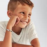 Edelstahl-Plattenarmband, Leder, grau mit Kristall