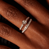 Doppelring, 585 Gelbgold, mit 20 Diamanten