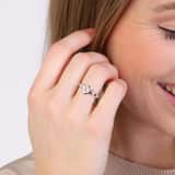 14 karaat Witgouden ring hart 9 diamanten 0,05ct