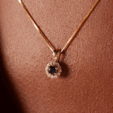 Diamond luxury 14 karaat gouden ketting hanger saffier diamant 0,08ct voor dames