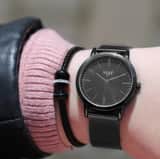 Gerecycled stainless steel armband mesh kristal blackplated