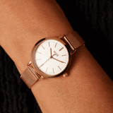 Regal Armbanduhr mit rosafarbenem Mesh-Armband