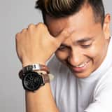 Edelstahl-Herrenarmband mit geflochtenem Leder in Cognac