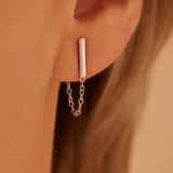 Zilveren oorknoppen rhodiumplated bar ketting voor dames