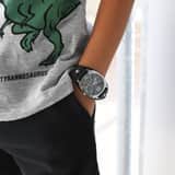 Regal Armbanduhr für Jungen mit schwarzem PU-Lederarmband