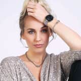 Set aus Edelstahl mit Kristall