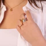 Stainless steel goldplated ring voor dames