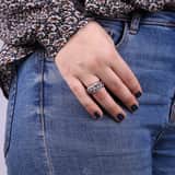 Stainless steel ring gourmet schakel met kristal