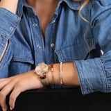 Stainless steel roséplated plaatarmband voor dames