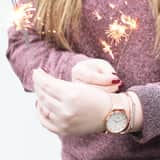 Stainless steel roséplated plaatarmband met kristal voor dames